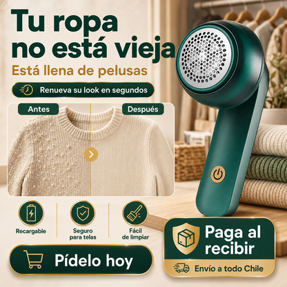 Quita pelusas recargable verde