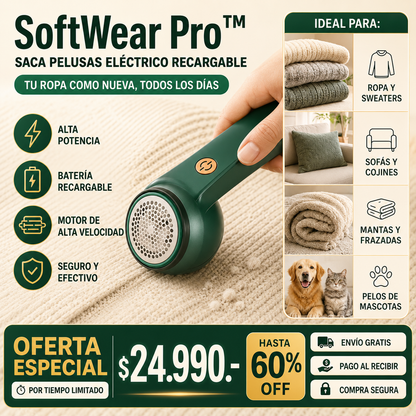 Quita pelusas recargable verde