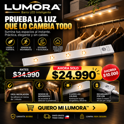 Barra Led Moderna LUMORA ™  | Con sensor de movimiento y recargable